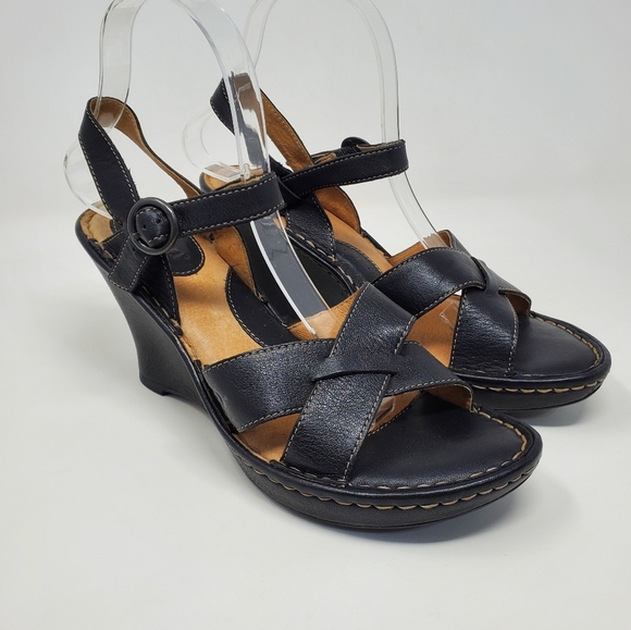 Born Shoes - Born Wedge Leather Sandals